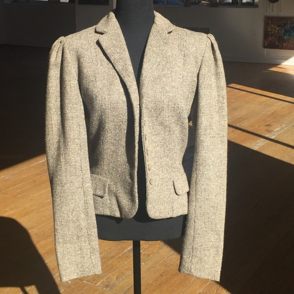 Custom made high waisted tweed vintage cottagecore beige and brown jacket - Picture 9 of 11